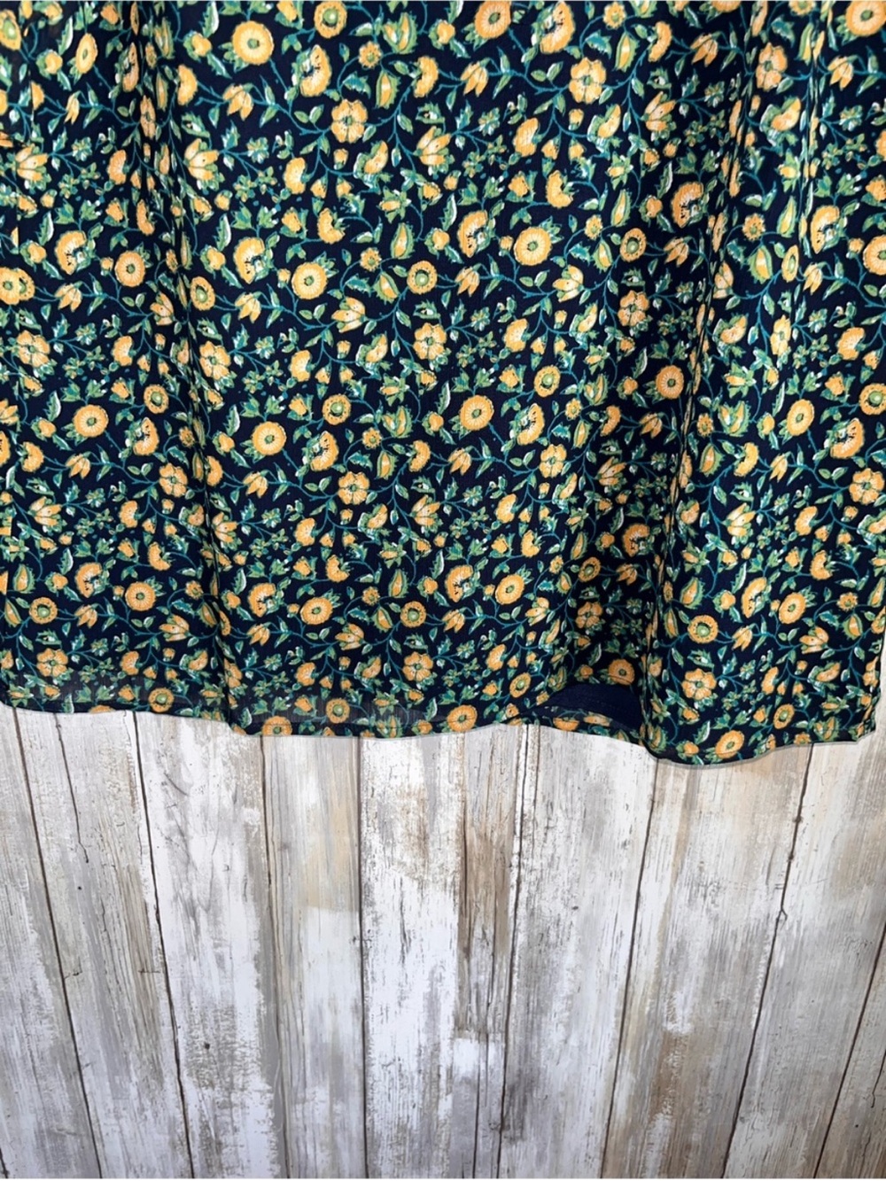 J.Crew Floral Ruffle Neck Blouse Small Blue Yellow Short Sleeve Top - Picture 4 of 7